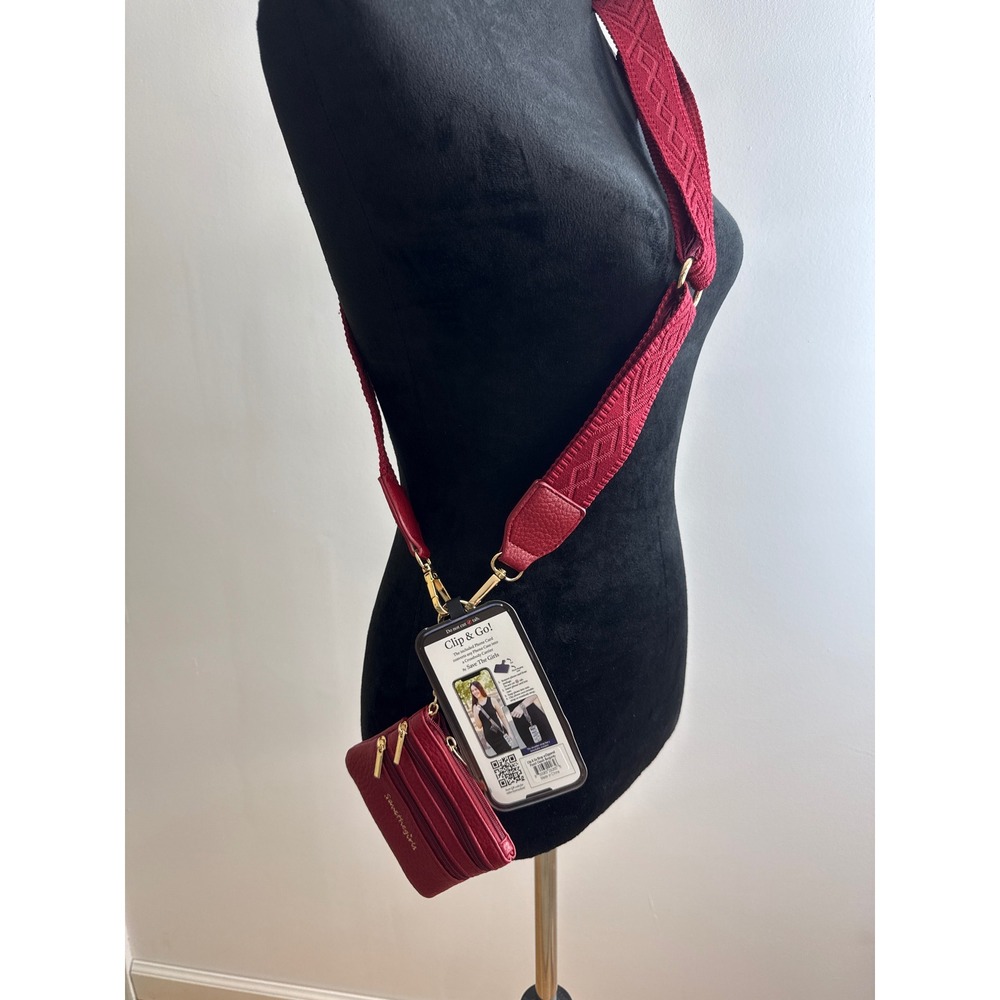 Save The Girls Phone Crossbody Women OS Burgundy Clip & Go Pouch Boho Utility